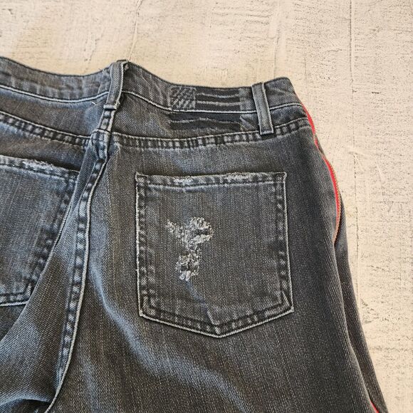 Revice Womens High Waisted Frayed Hems Red Side Zipper Flare 28x29 Size 28 - Picture 13 of 16